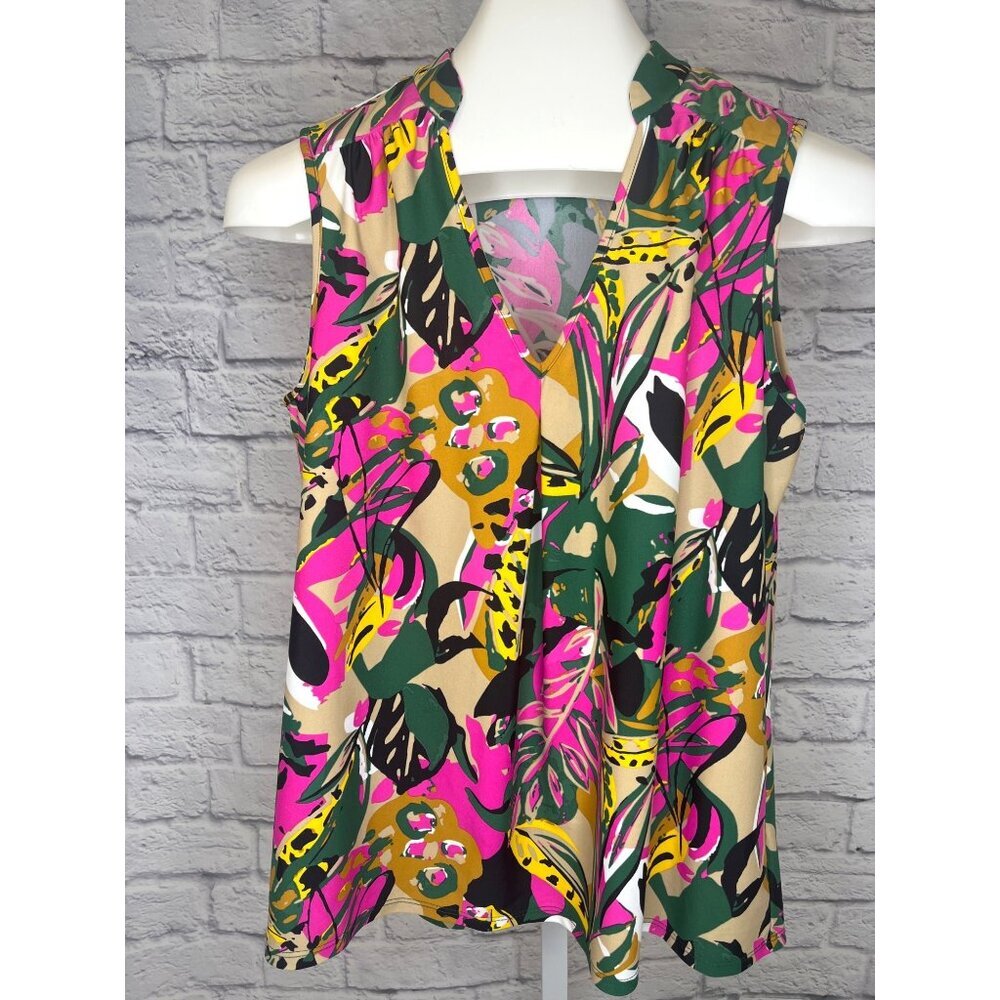 Jude Connally Tank Sleeveless Blouse Bright Floral Ladies Size MED
